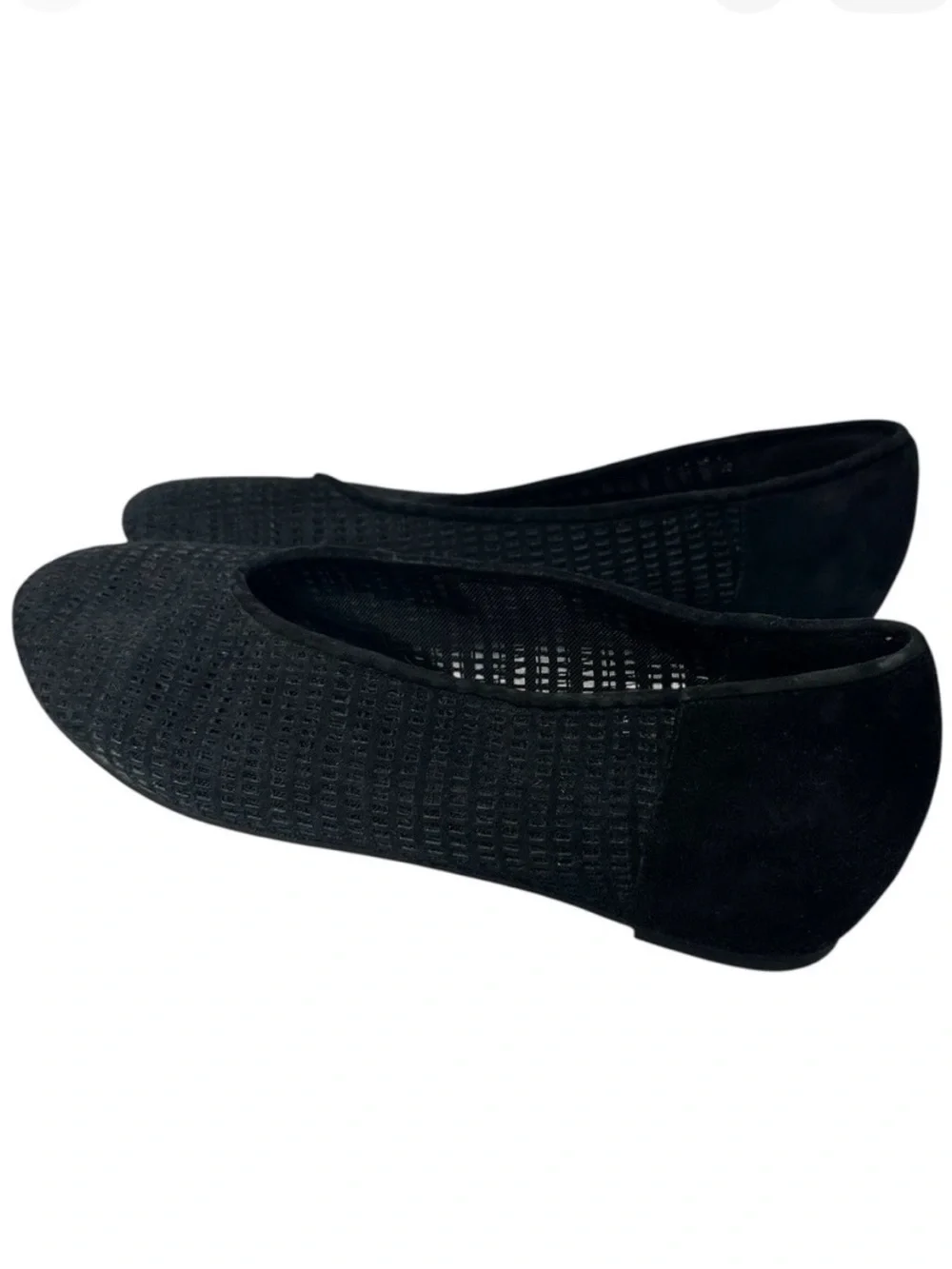 Eileen Fisher Black Perforated Suede Ballet Flats